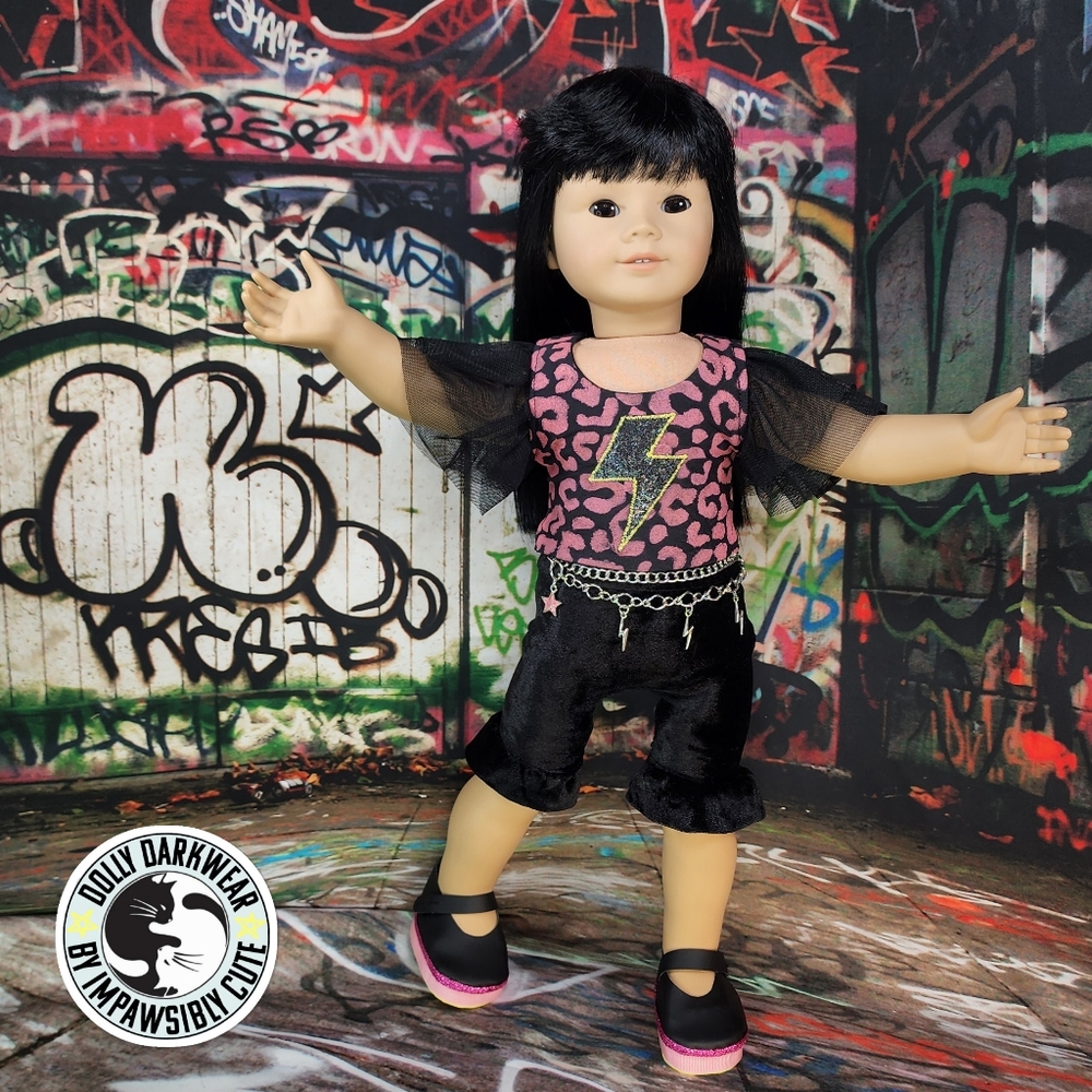 ☯️Dolly Darkwear by Impawsibly Cute- Rockstar Dance Lightning Fit for 18" Doll